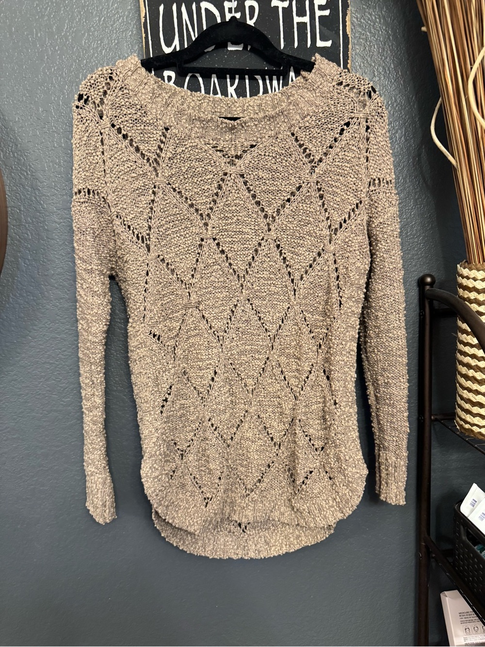 Maurices Cozy Open-Knit Long Sleeve Sweater - Taupe Large